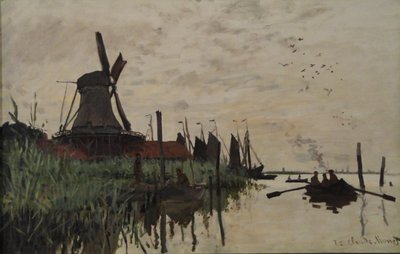 Windmühle und Boote in der Nähe von Zaandam, Holland von Claude Monet